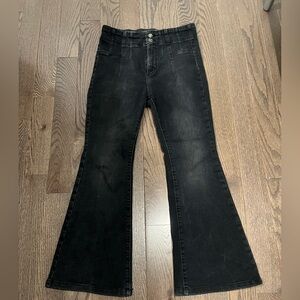 Free People Black Wide Leg Jeans